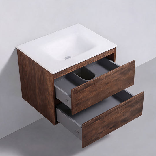 BAI Sonoma 26-inch Floating Bathroom Vanity with Matte White Sink