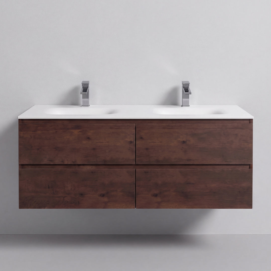 BAI Sonoma 52-inch Floating Bathroom Vanity with Matte White Double Sink