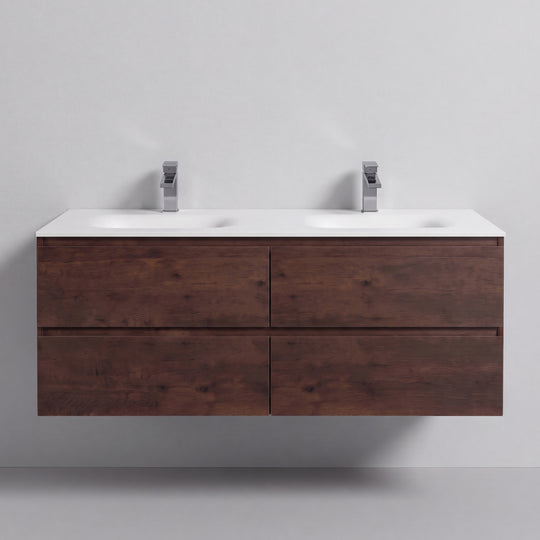 BAI Sonoma 52-inch Floating Bathroom Vanity with Matte White Double Sink