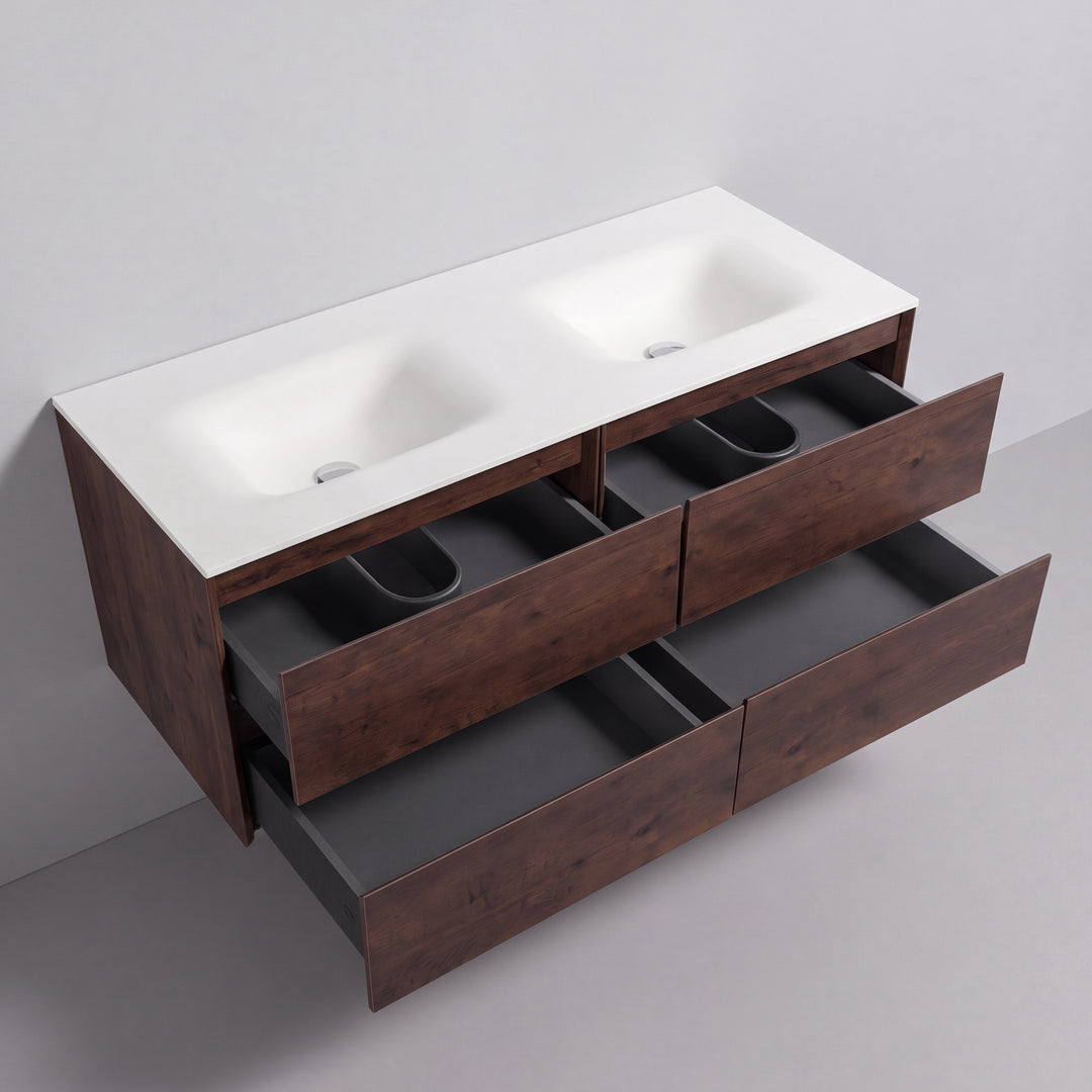BAI Sonoma 52-inch Floating Bathroom Vanity with Matte White Double Sink