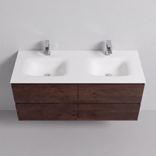 BAI Sonoma 52-inch Floating Bathroom Vanity with Matte White Double Sink
