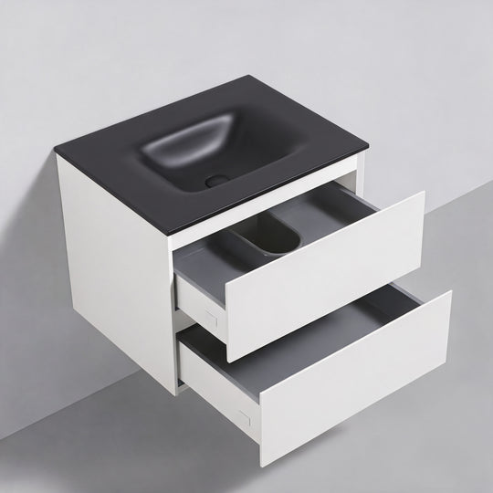 BAI Sonoma 26-inch Floating Bathroom Vanity with Matte Black Sink