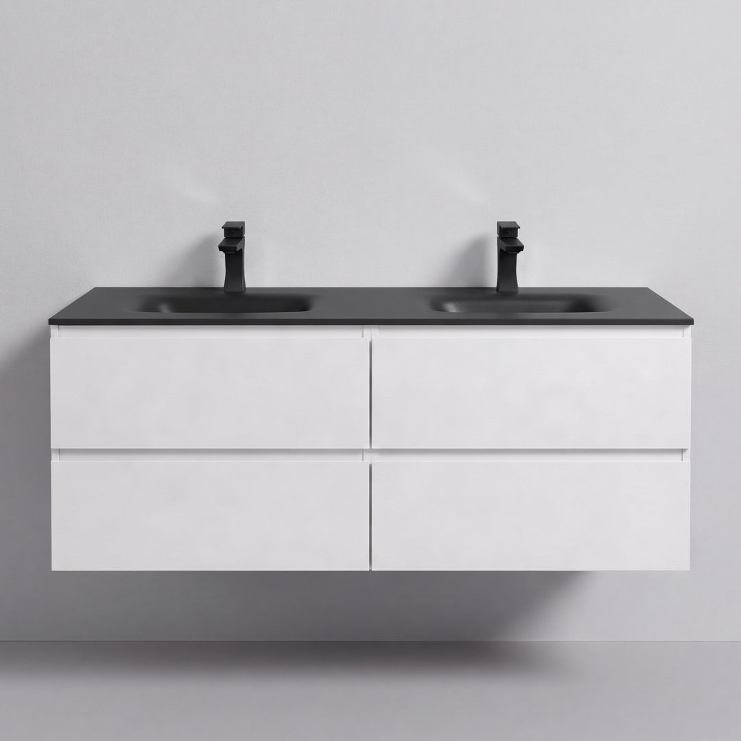 BAI Sonoma 52-inch Floating Bathroom Vanity with Matte Black Double Sink