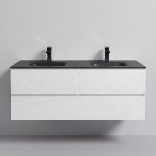 BAI Sonoma 52-inch Floating Bathroom Vanity with Matte Black Double Sink