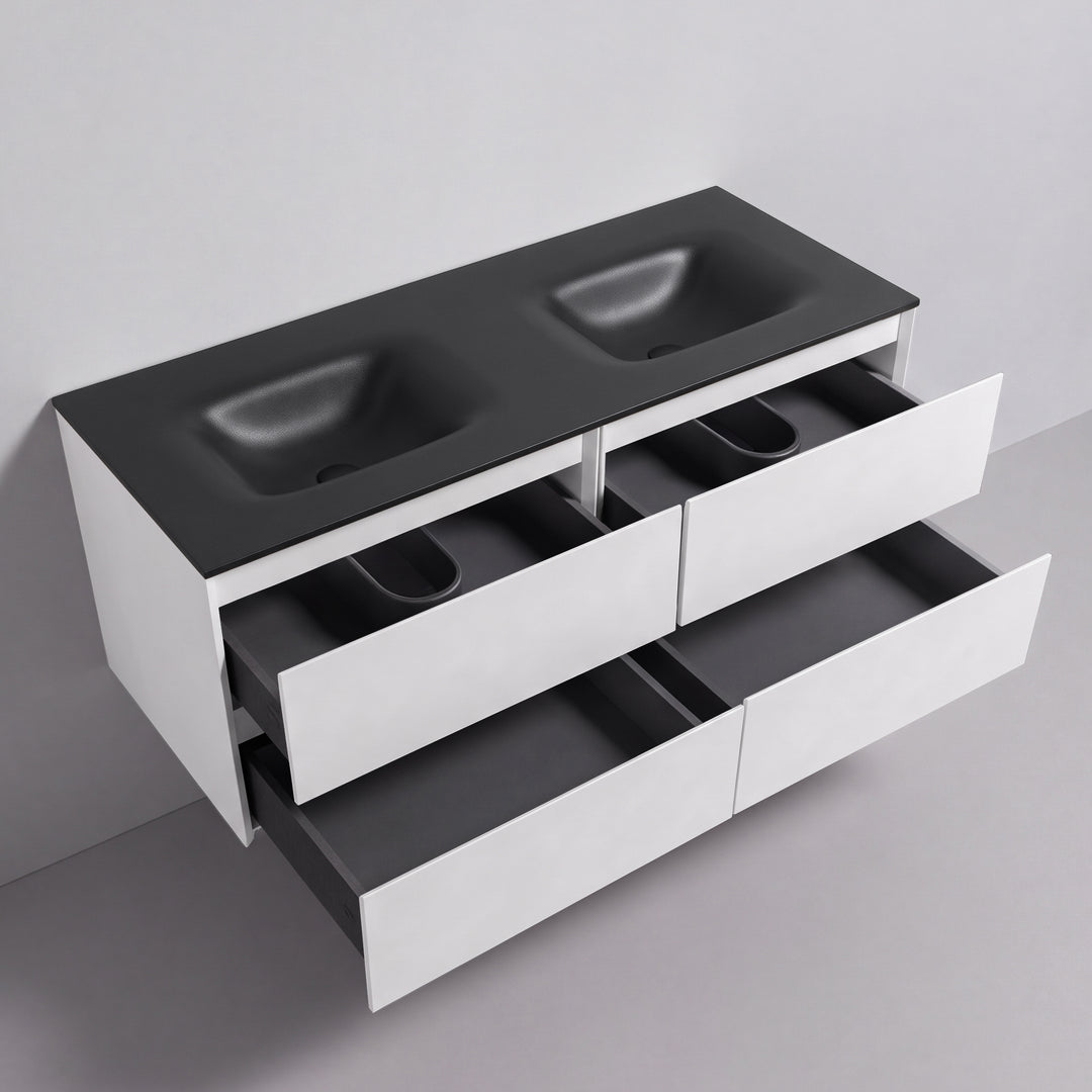 BAI Sonoma 52-inch Floating Bathroom Vanity with Matte Black Double Sink