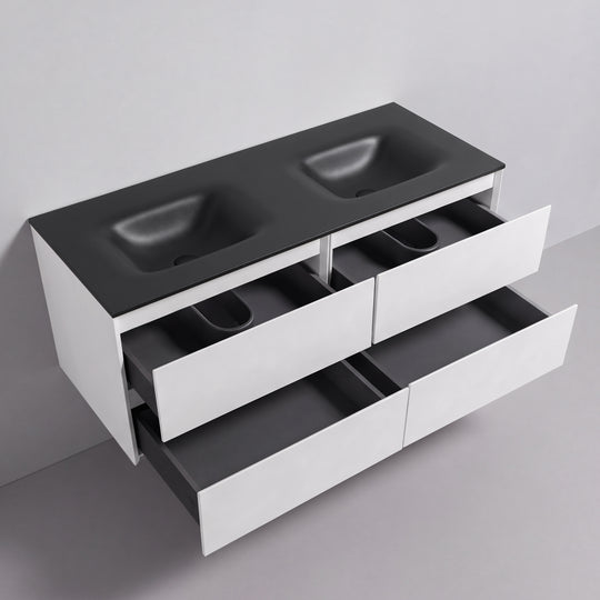 BAI Sonoma 52-inch Floating Bathroom Vanity with Matte Black Double Sink