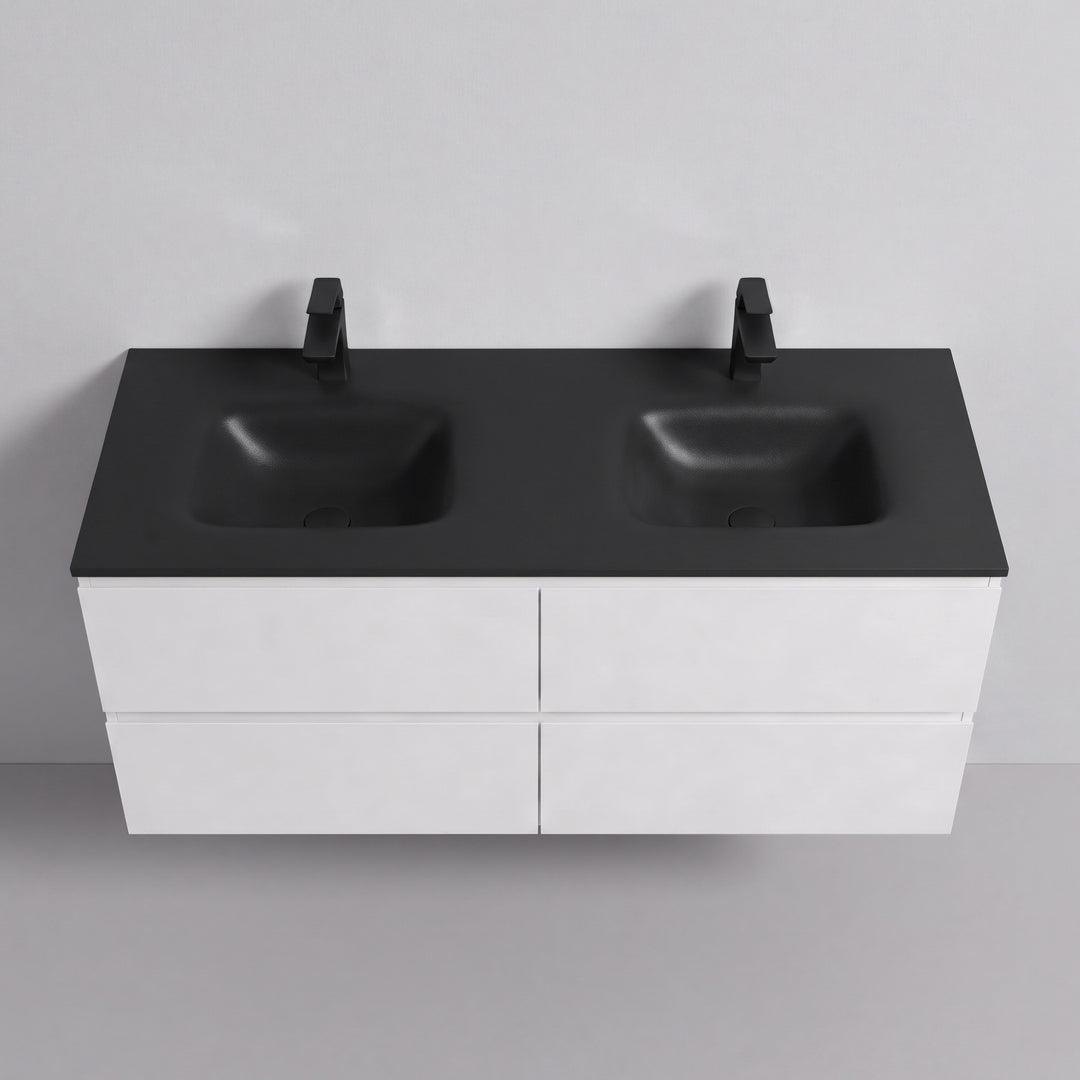 BAI Sonoma 52-inch Floating Bathroom Vanity with Matte Black Double Sink
