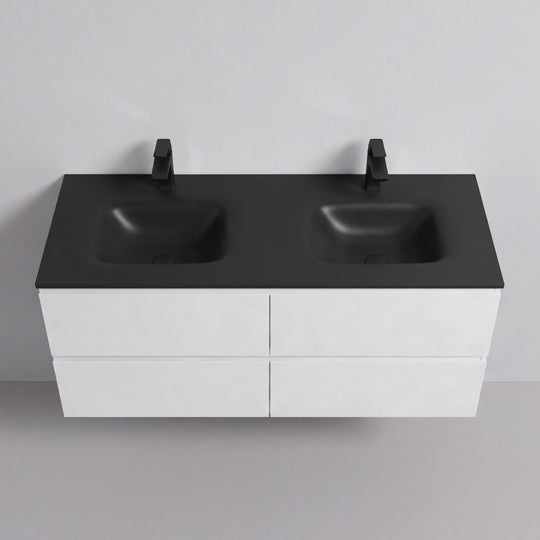 BAI Sonoma 52-inch Floating Bathroom Vanity with Matte Black Double Sink