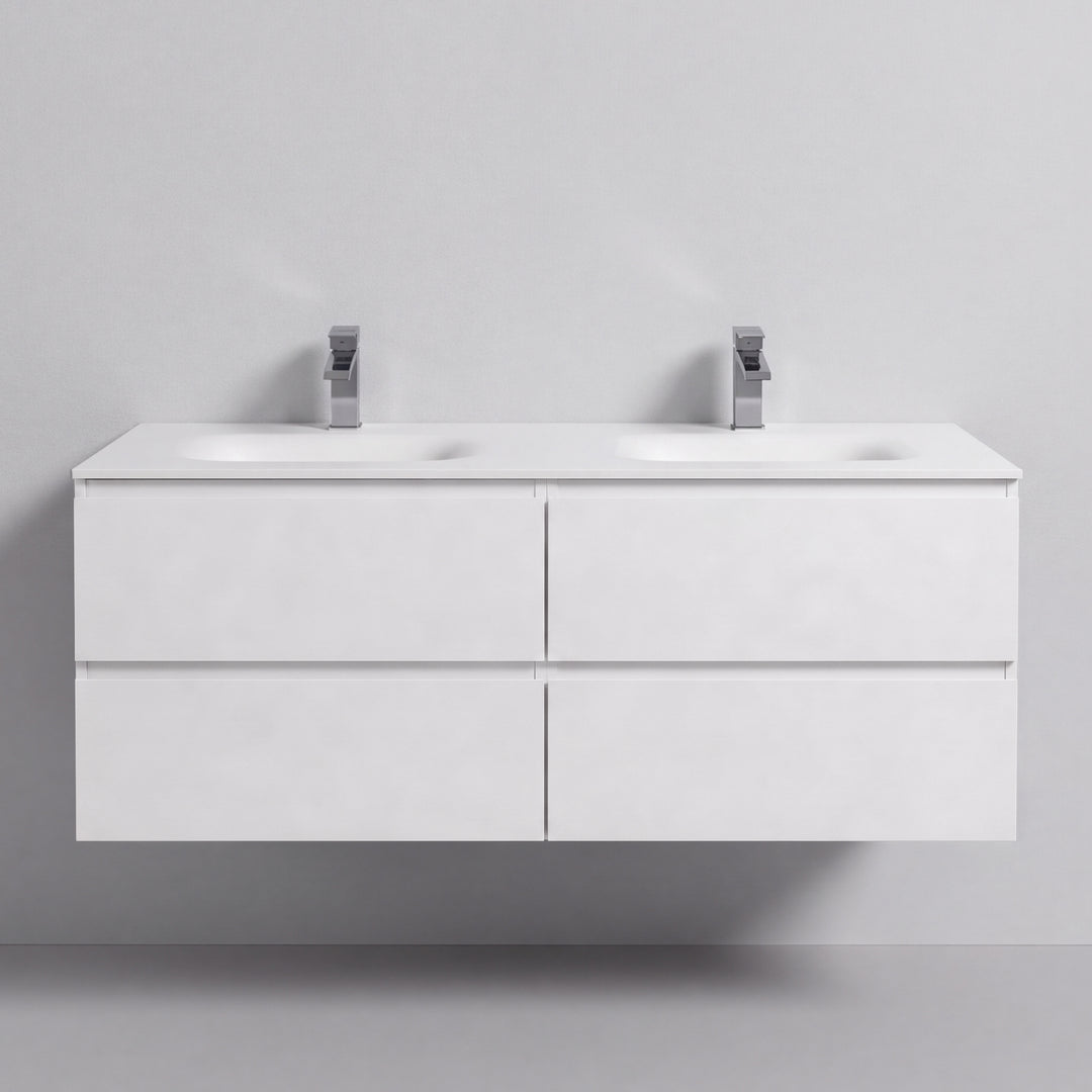 BAI Sonoma 52-inch Floating Bathroom Vanity with Matte White Double Sink