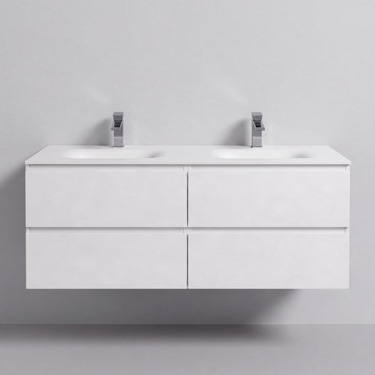 BAI Sonoma 52-inch Floating Bathroom Vanity with Matte White Double Sink
