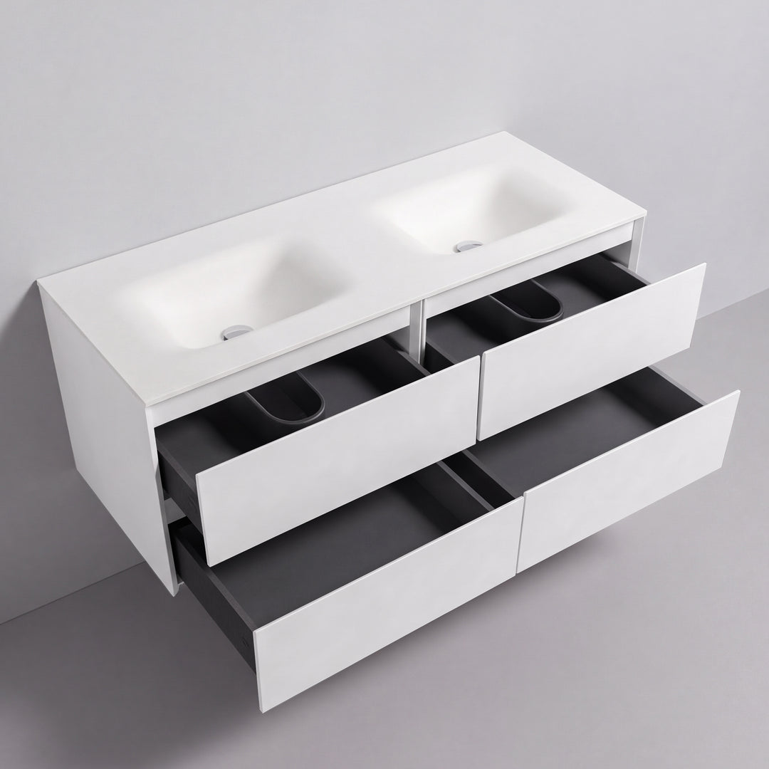 BAI Sonoma 52-inch Floating Bathroom Vanity with Matte White Double Sink