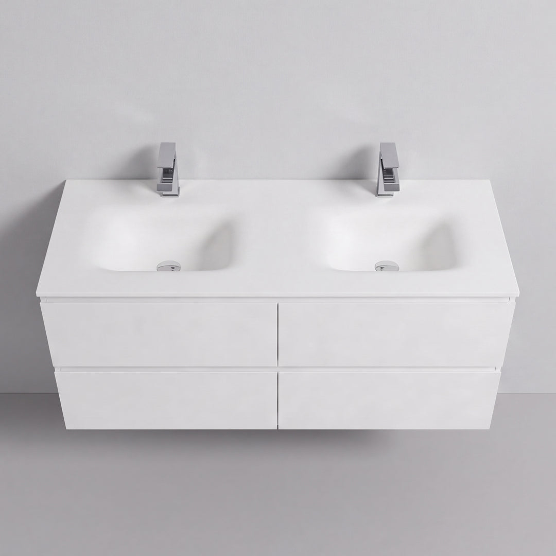 BAI Sonoma 52-inch Floating Bathroom Vanity with Matte White Double Sink