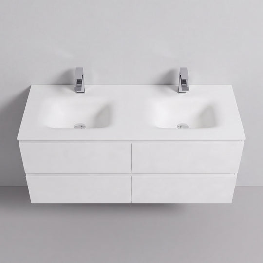 BAI Sonoma 52-inch Floating Bathroom Vanity with Matte White Double Sink