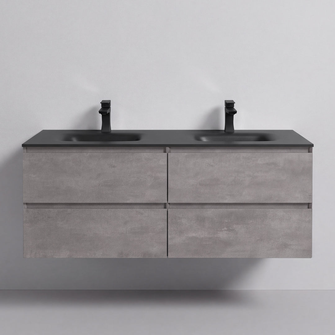 BAI Sonoma 52-inch Floating Bathroom Vanity with Matte Black Double Sink