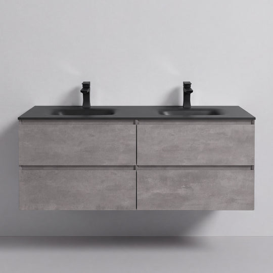 BAI Sonoma 52-inch Floating Bathroom Vanity with Matte Black Double Sink