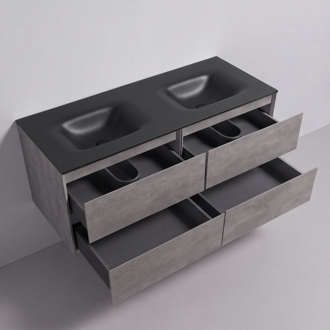 BAI Sonoma 52-inch Floating Bathroom Vanity with Matte Black Double Sink