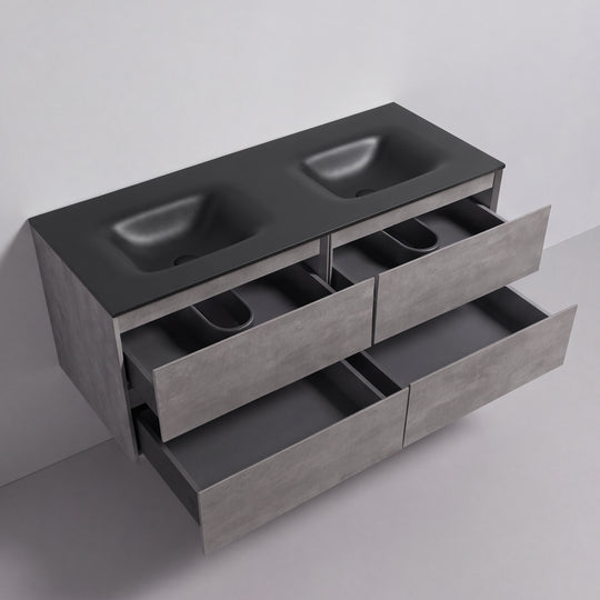 BAI Sonoma 52-inch Floating Bathroom Vanity with Matte Black Double Sink