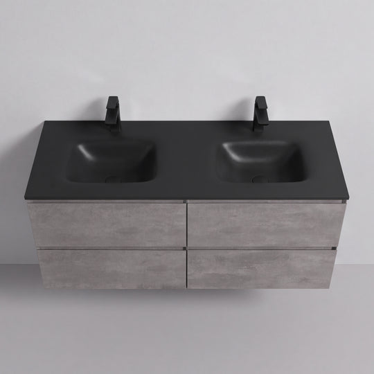 BAI Sonoma 52-inch Floating Bathroom Vanity with Matte Black Double Sink
