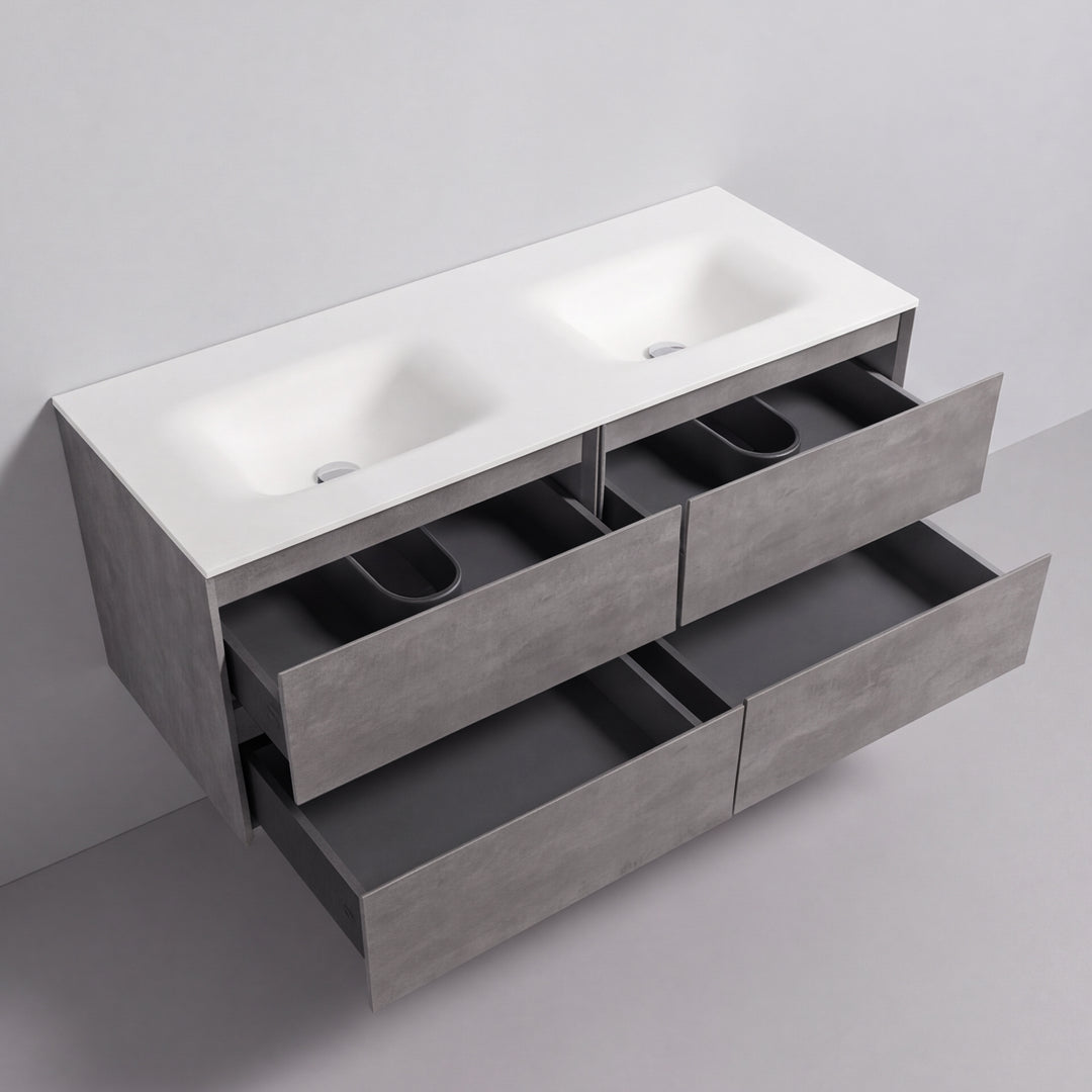 BAI Sonoma 52-inch Floating Bathroom Vanity with Matte White Double Sink