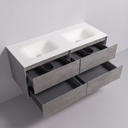 BAI Sonoma 52-inch Floating Bathroom Vanity with Matte White Double Sink