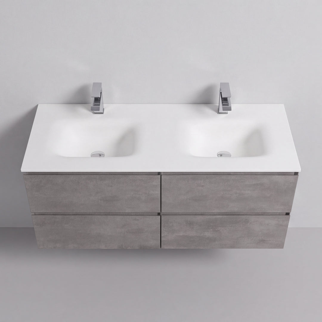 BAI Sonoma 52-inch Floating Bathroom Vanity with Matte White Double Sink