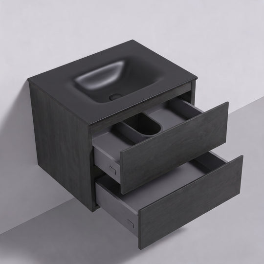 BAI Sonoma 26-inch Floating Bathroom Vanity with Matte Black Sink