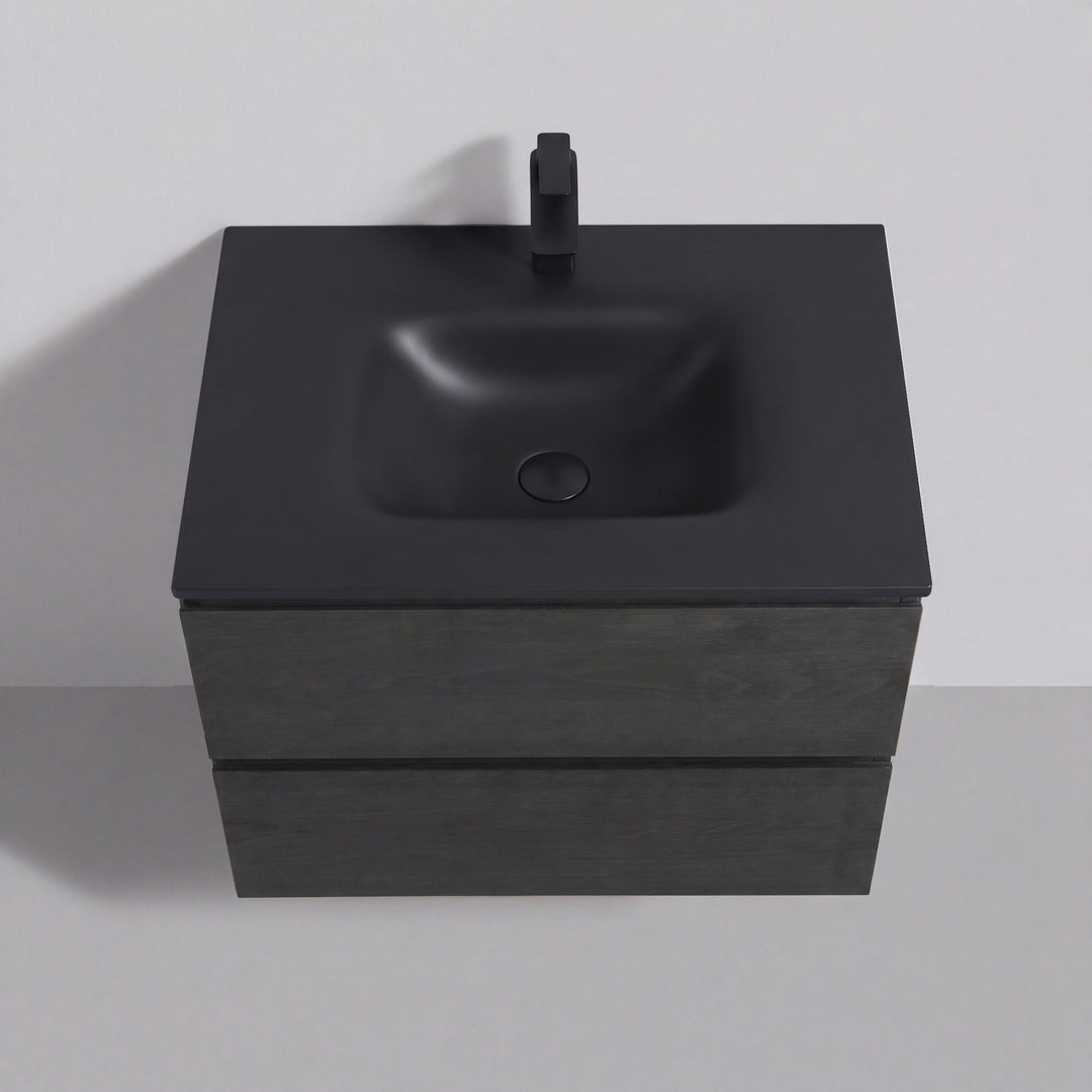 BAI Sonoma 26-inch Floating Bathroom Vanity with Matte Black Sink
