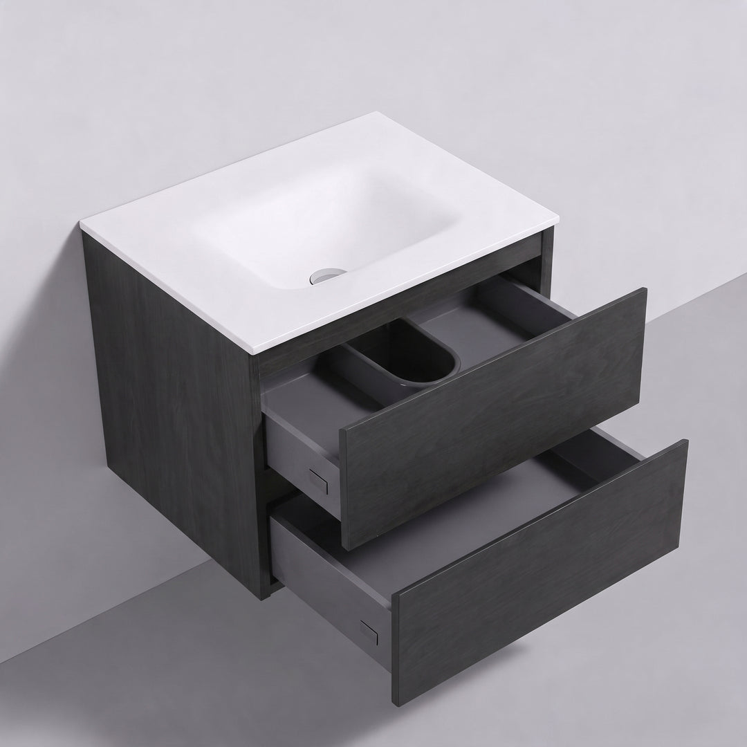 BAI Sonoma 26-inch Floating Bathroom Vanity with Matte White Sink
