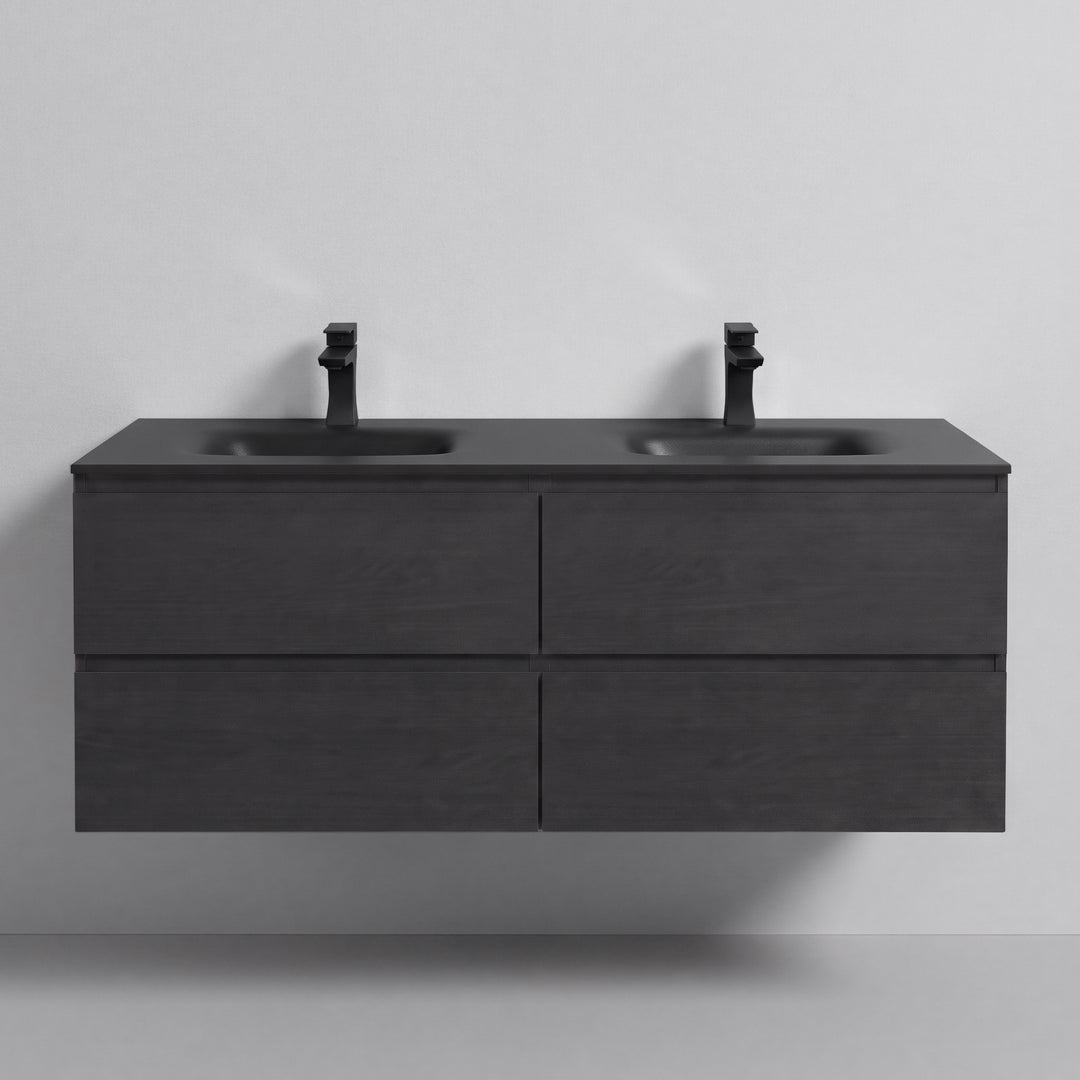 BAI Sonoma 52-inch Floating Bathroom Vanity with Matte Black Double Sink