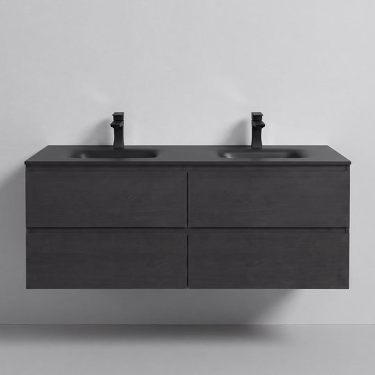 BAI Sonoma 52-inch Floating Bathroom Vanity with Matte Black Double Sink