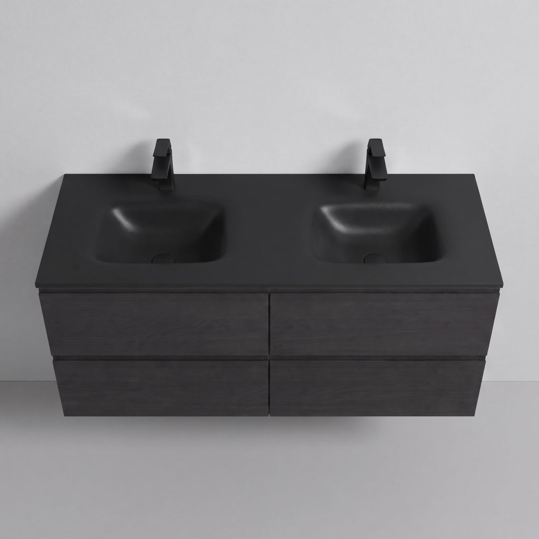 BAI Sonoma 52-inch Floating Bathroom Vanity with Matte Black Double Sink