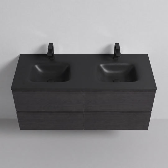 BAI Sonoma 52-inch Floating Bathroom Vanity with Matte Black Double Sink