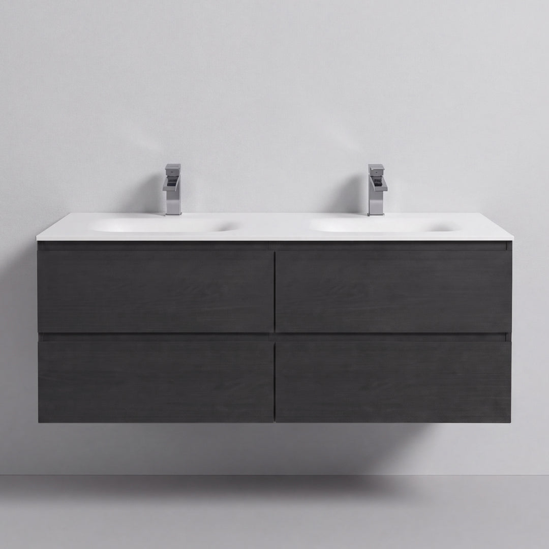 BAI Sonoma 52-inch Floating Bathroom Vanity with Matte White Double Sink
