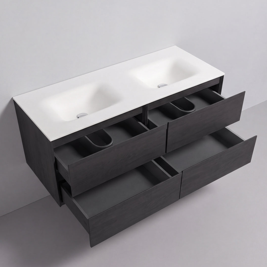 BAI Sonoma 52-inch Floating Bathroom Vanity with Matte White Double Sink