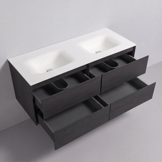 BAI Sonoma 52-inch Floating Bathroom Vanity with Matte White Double Sink