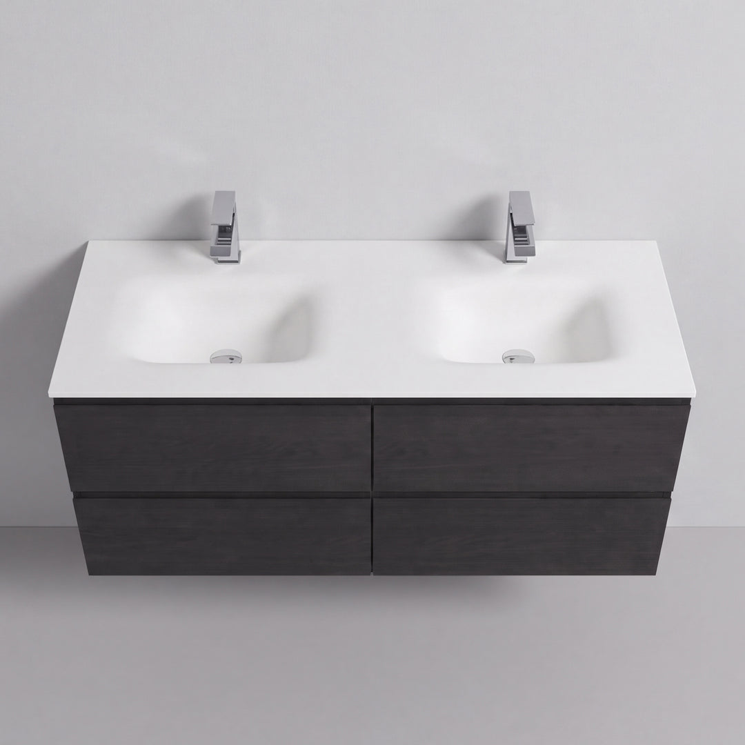 BAI Sonoma 52-inch Floating Bathroom Vanity with Matte White Double Sink