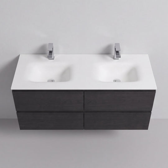BAI Sonoma 52-inch Floating Bathroom Vanity with Matte White Double Sink