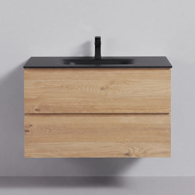 BAI Sonoma 34-inch Floating Bathroom Vanity with Matte Black Sink
