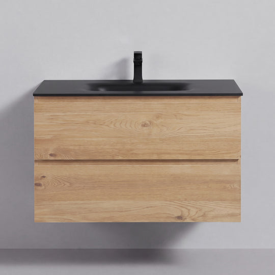 BAI Sonoma 34-inch Floating Bathroom Vanity with Matte Black Sink