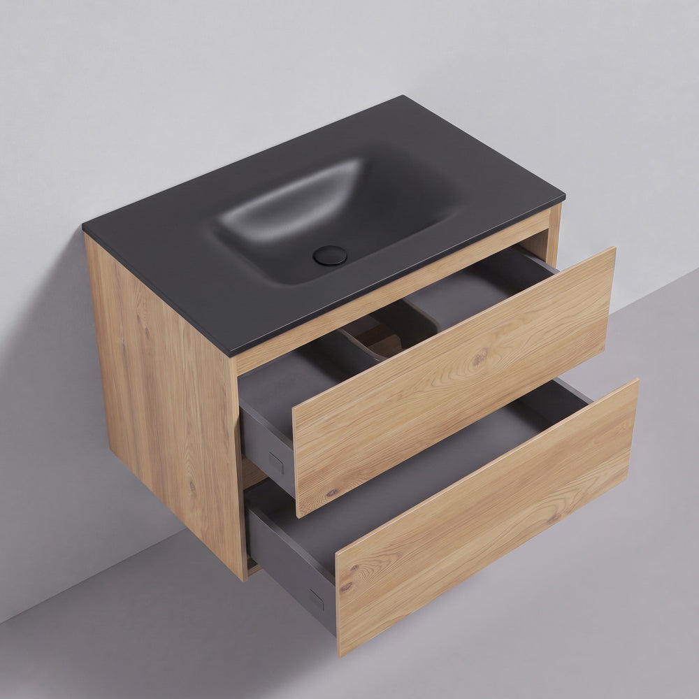 BAI Sonoma 34-inch Floating Bathroom Vanity with Matte Black Sink