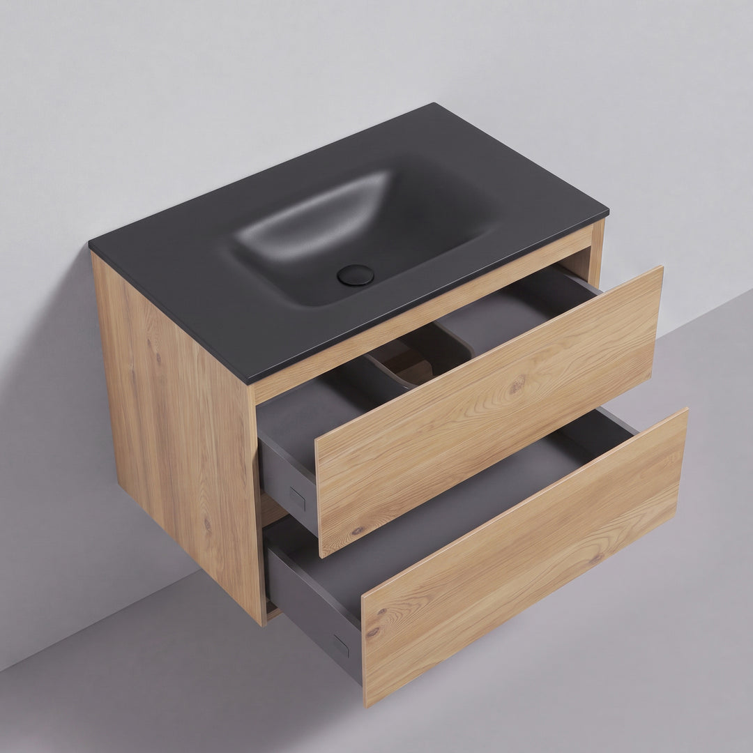 BAI Sonoma 34-inch Floating Bathroom Vanity with Matte Black Sink