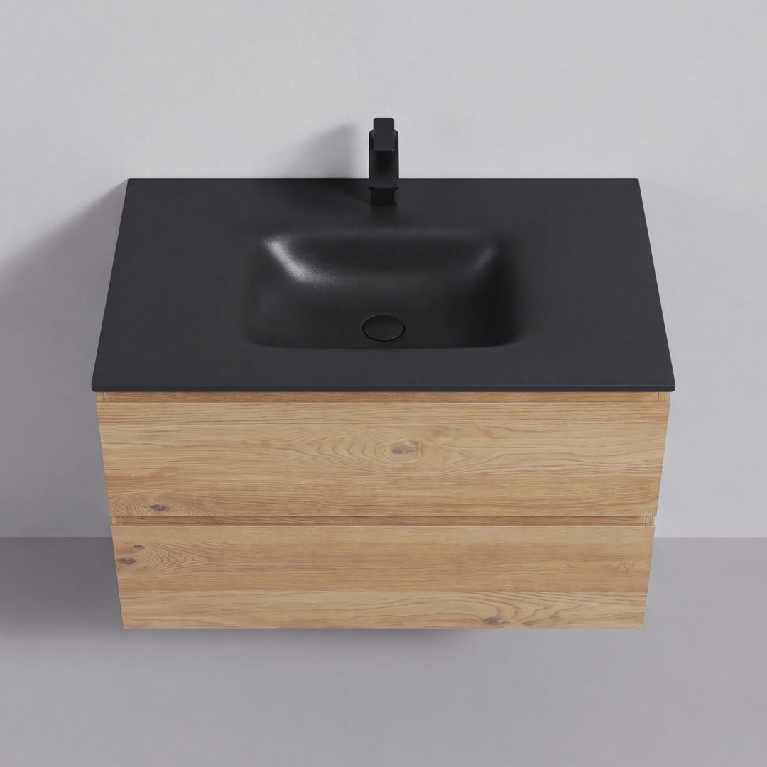 BAI Sonoma 34-inch Floating Bathroom Vanity with Matte Black Sink