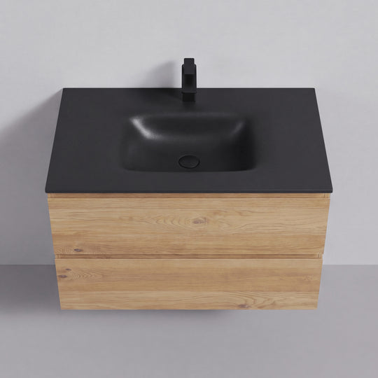 BAI Sonoma 34-inch Floating Bathroom Vanity with Matte Black Sink