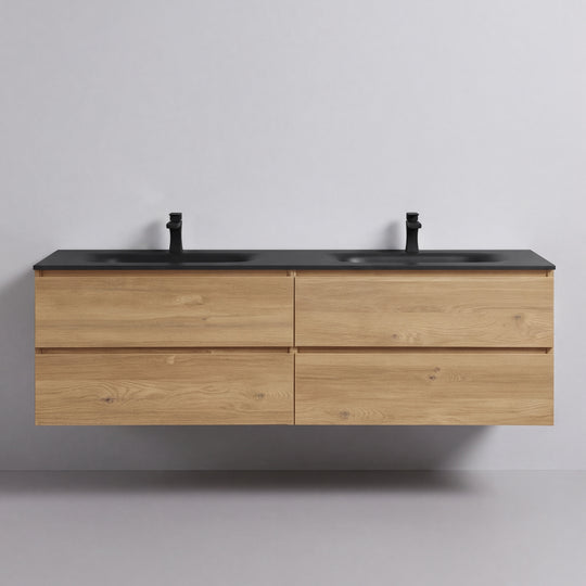 BAI Sonoma 68-inch Floating Bathroom Vanity with Matte Black Double Sink