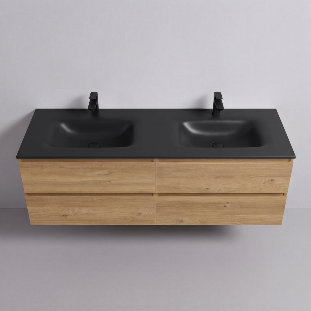 BAI Sonoma 68-inch Floating Bathroom Vanity with Matte Black Double Sink