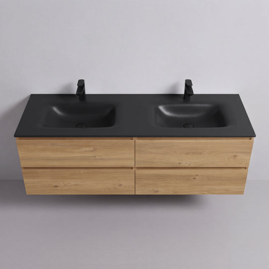 BAI Sonoma 68-inch Floating Bathroom Vanity with Matte Black Double Sink