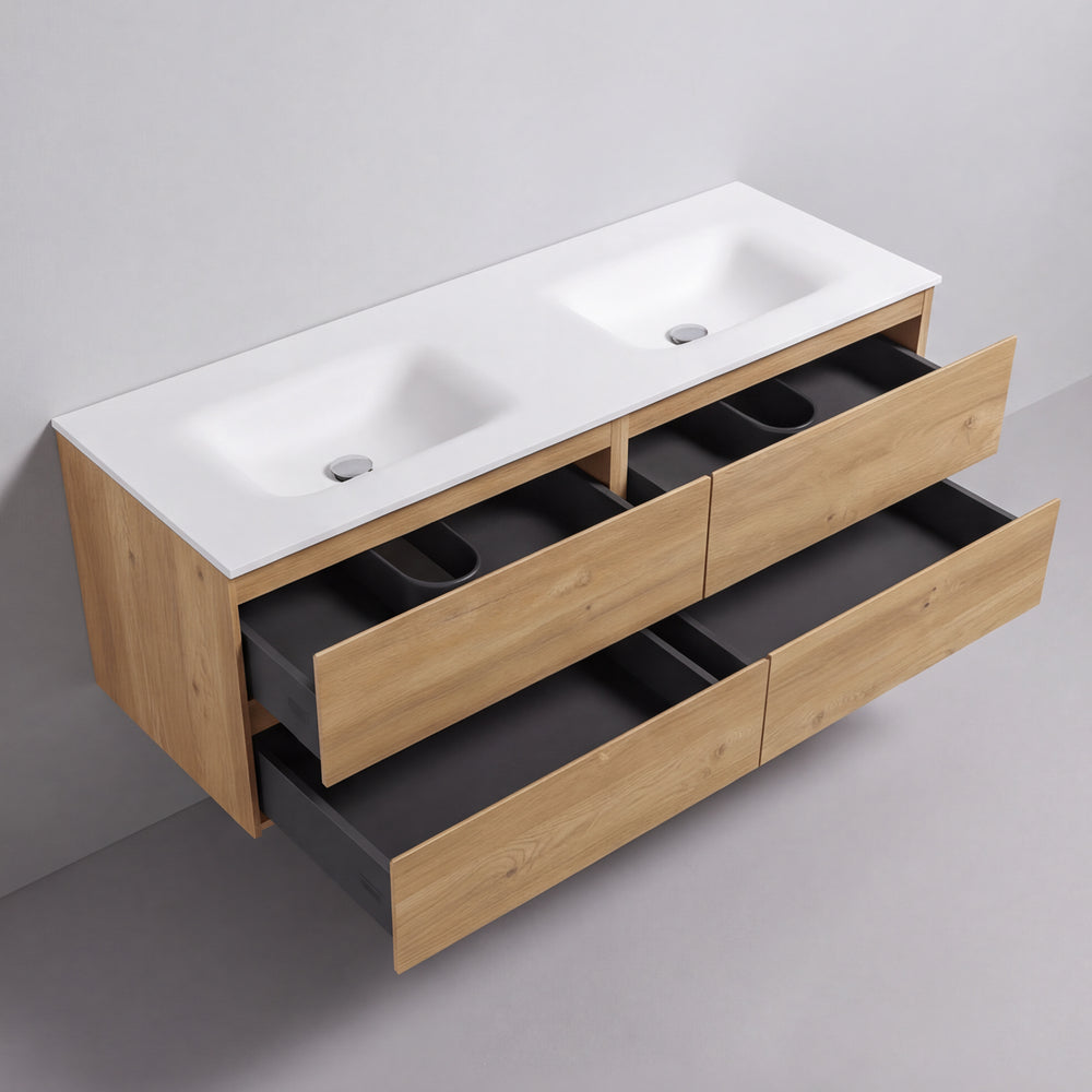 BAI Sonoma 68-inch Floating Bathroom Vanity with Matte White Double Sink