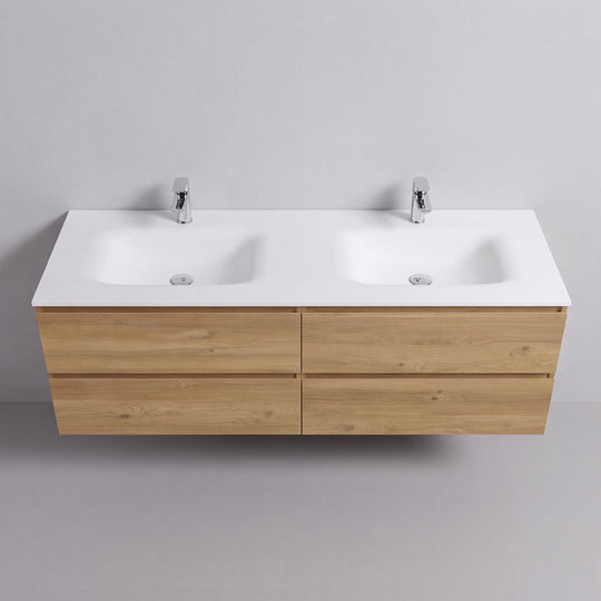 BAI Sonoma 68-inch Floating Bathroom Vanity with Matte White Double Sink