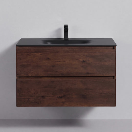 BAI Sonoma 34-inch Floating Bathroom Vanity with Matte Black Sink