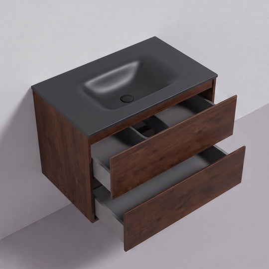 BAI Sonoma 34-inch Floating Bathroom Vanity with Matte Black Sink